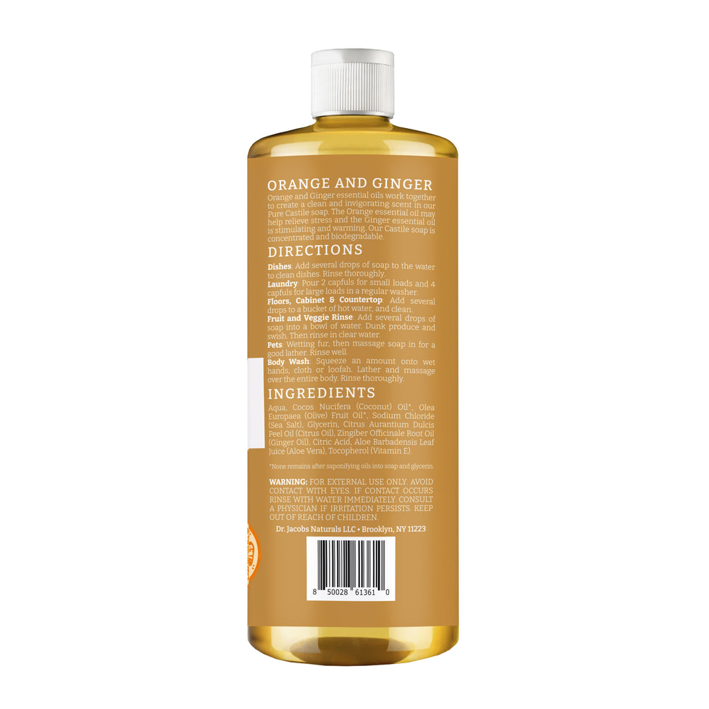 Orange & Ginger All in 1 Castile Soap - Thin Formula – Dr. Jacobs Naturals
